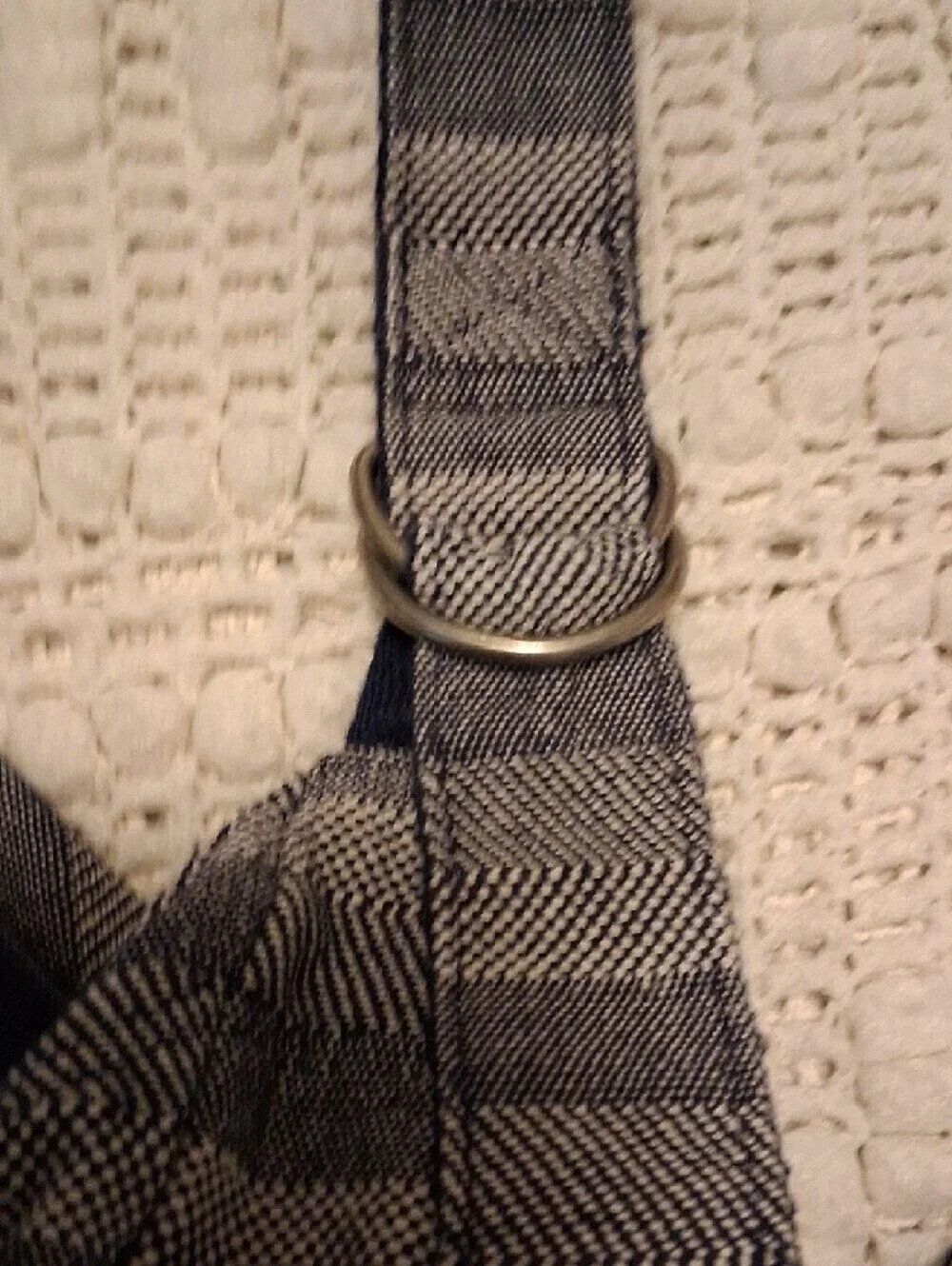 Striped Gray And Navy Cotton Messenger Bag